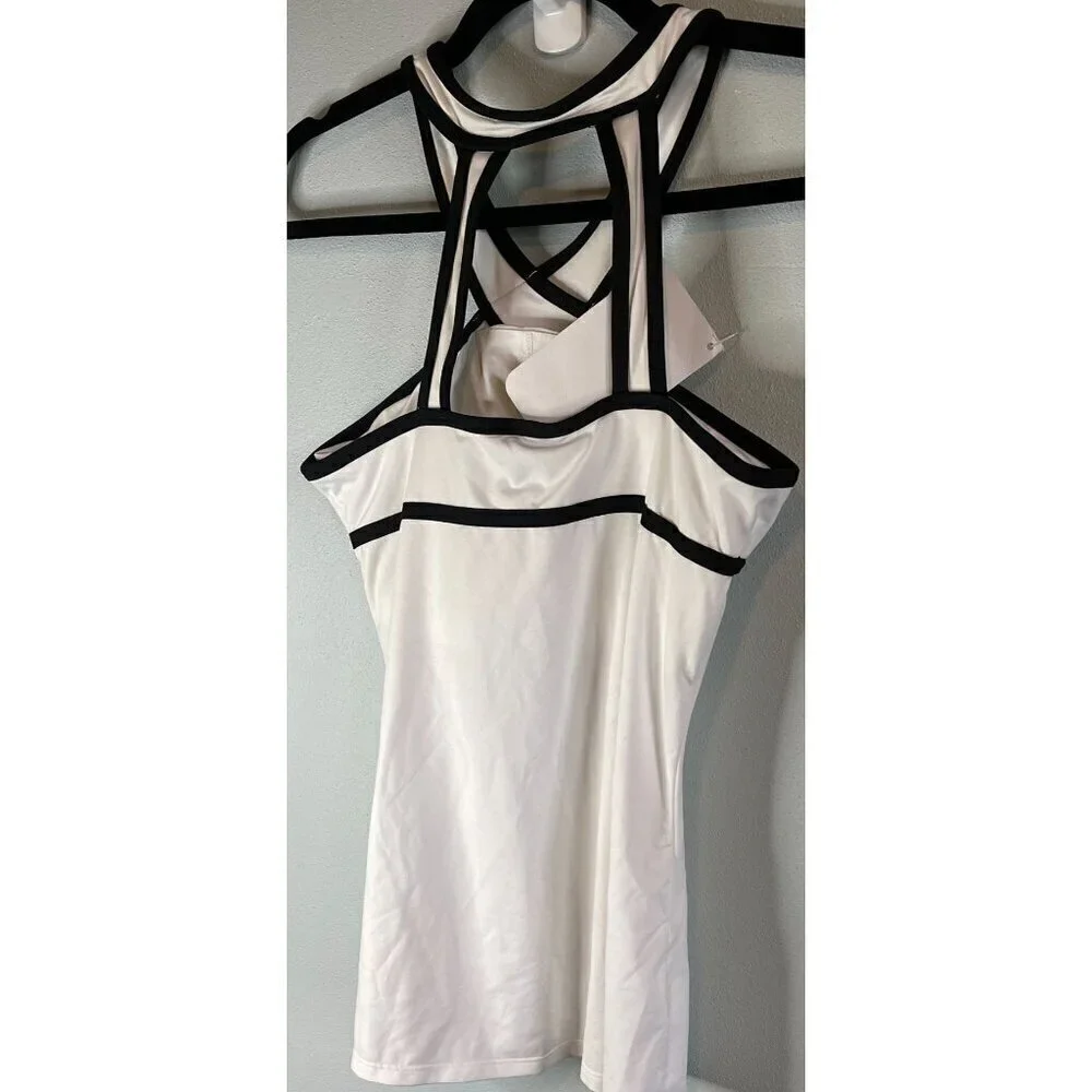 NWT Fabletics Chicago White/Black High Neck Active Wear Tank Small - Picture 6 of 9